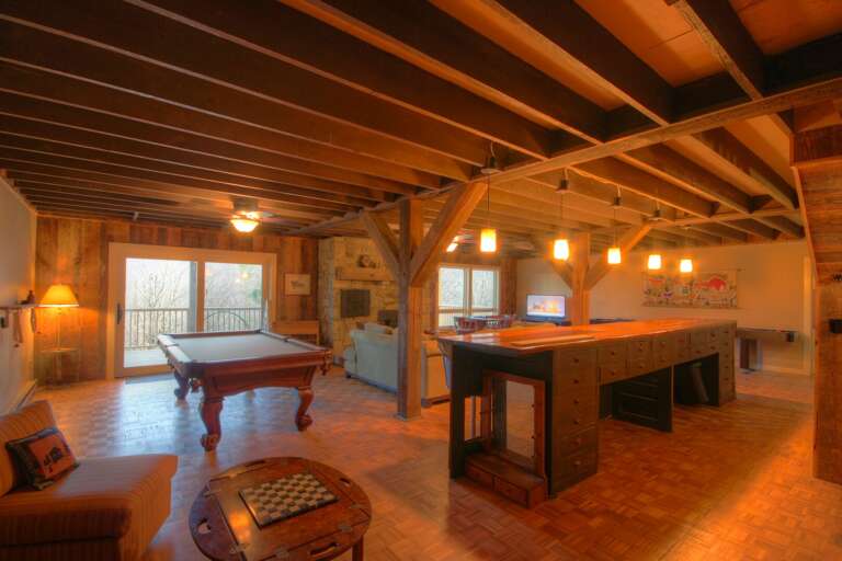 Majestic Mountain Haus Lower Level Den, Game Room, Media Room (Shuffleboard Table is no longer available)