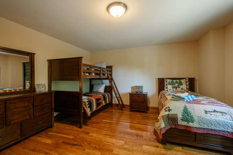 Lower Level Bunk Room with 3 Twin Beds and HDTV