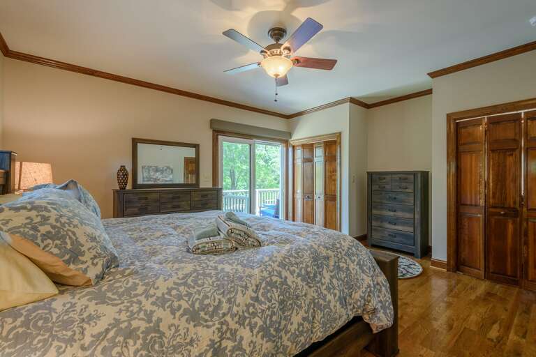 Main Level Master Bedroom with Ensuite Bath and Private Deck Access