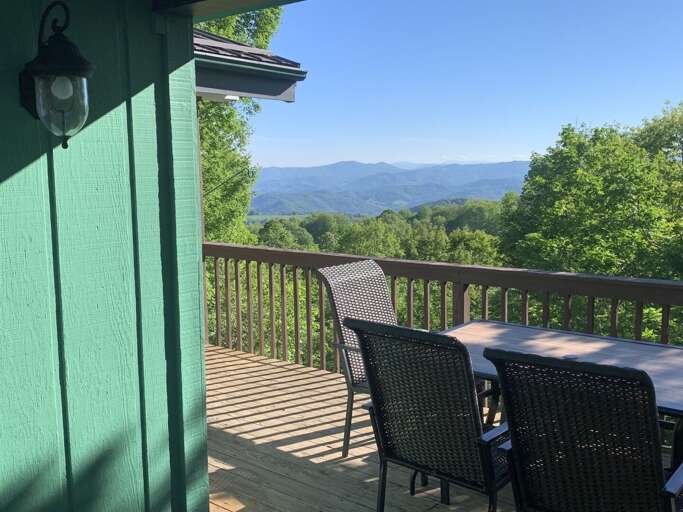 Enjoy the Mountain Views while Dining Outside on the Deck Enjoy the Mountain Views while Dining Outside on the Deck