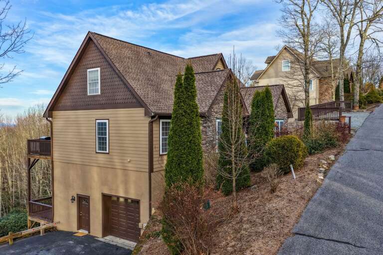 Lower level parking deck and entrance to garage