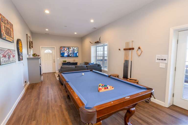 Pool table in downstairs living area