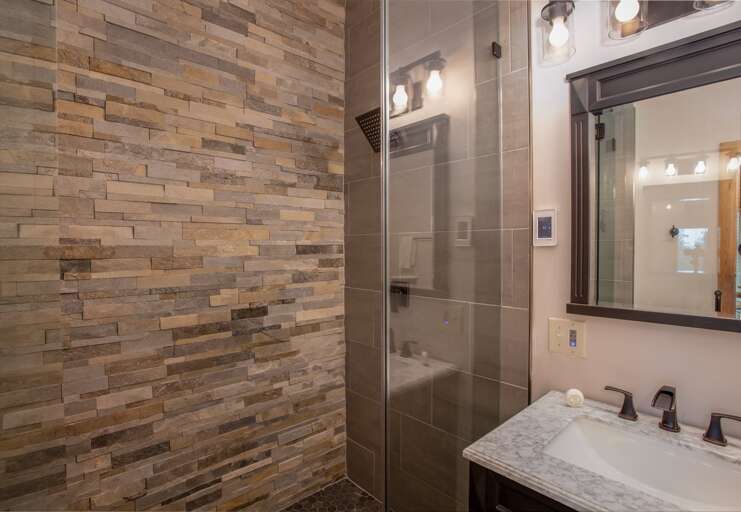 Newly Renovated Master Bathroom with Large Tiled Walk-In Shower Newly Renovated Master Bathroom with Large Tiled Walk-In Shower