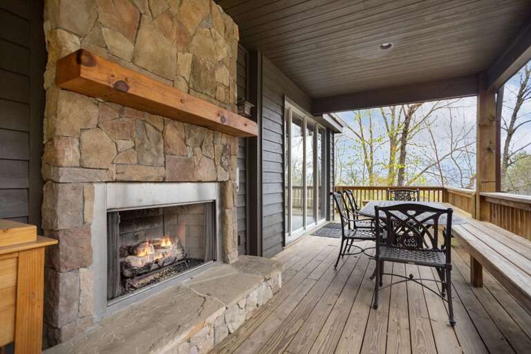 Covered Deck with Gas Log Fireplace