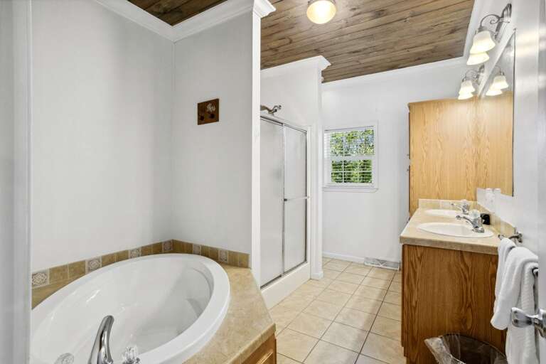 Master Bathroom with Soaking Tub, Step-In Shower and Double Sink Vanity Master Bathroom with Soaking Tub, Step-In Shower and Double Sink Vanity