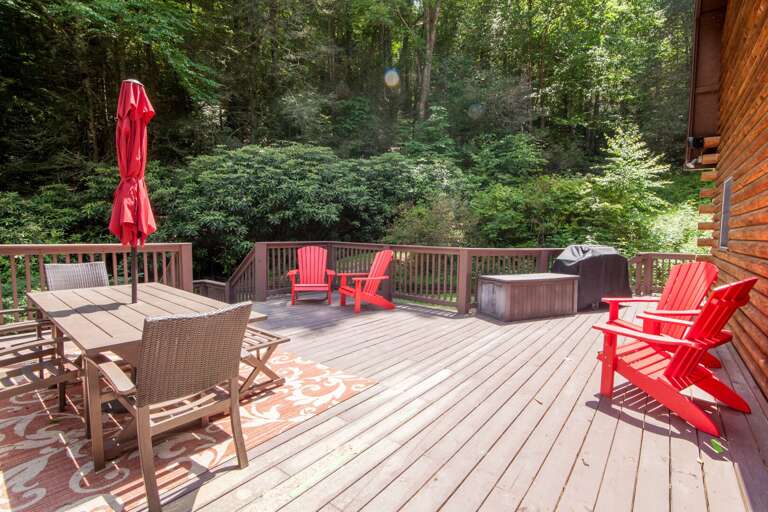 Large Side Deck on Main Level with Gas Grill, Dining, Seating Large Side Deck on Main Level with Gas Grill, Dining, Seating