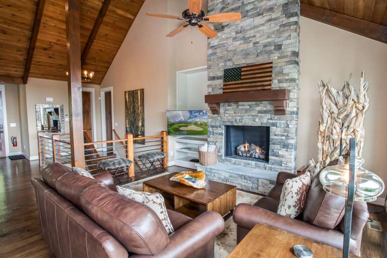 Leather Furniture around the Fireplace in the Great Room Leather Furniture around the Fireplace in the Great Room