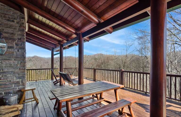 Spacious Deck with Mountain Views