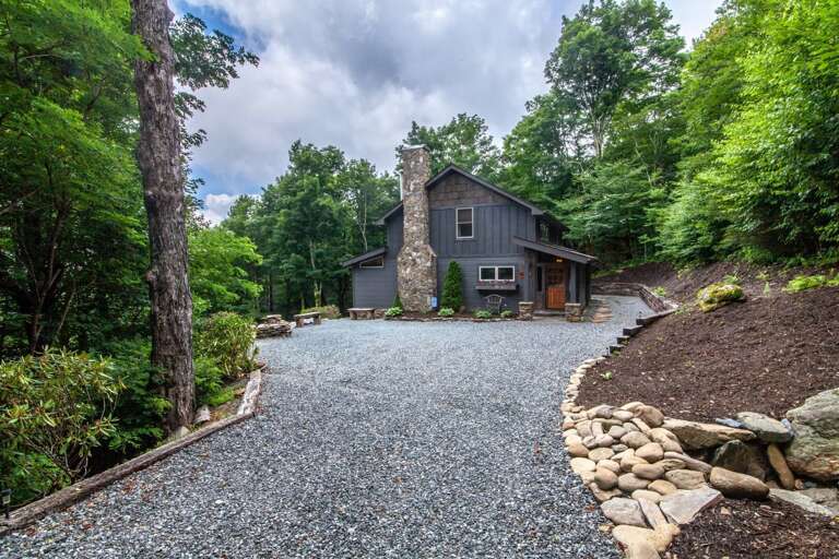 Driveway and Parking Area as you approach Spice Ridge Retreat