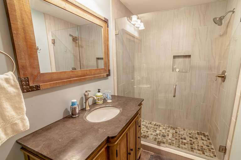 Private Ensuite Bathroom in Secondary King Suite on Main Level Private Ensuite Bathroom in Secondary King Suite on Main Level