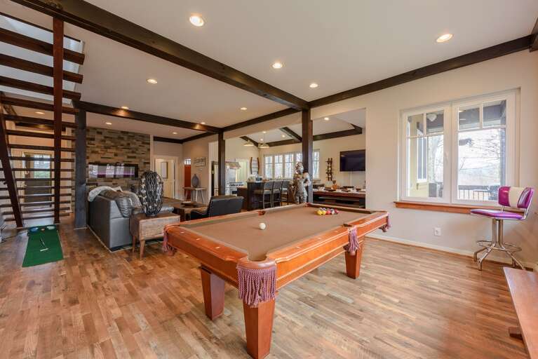 Great Room with Living Area and Pool Table Great Room with Living Area and Pool Table