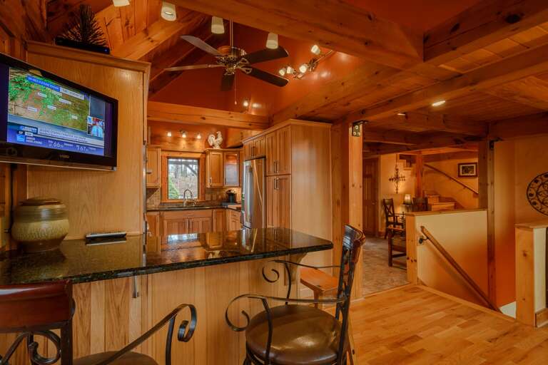 Bar Seating with Mounted TV