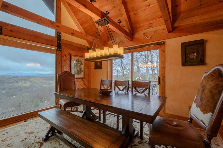 Dining Area with Windows to Looking Out Over the Mountains