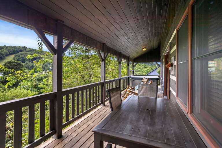 Dining, Hot Tub and Rocking Chairs on the Deck