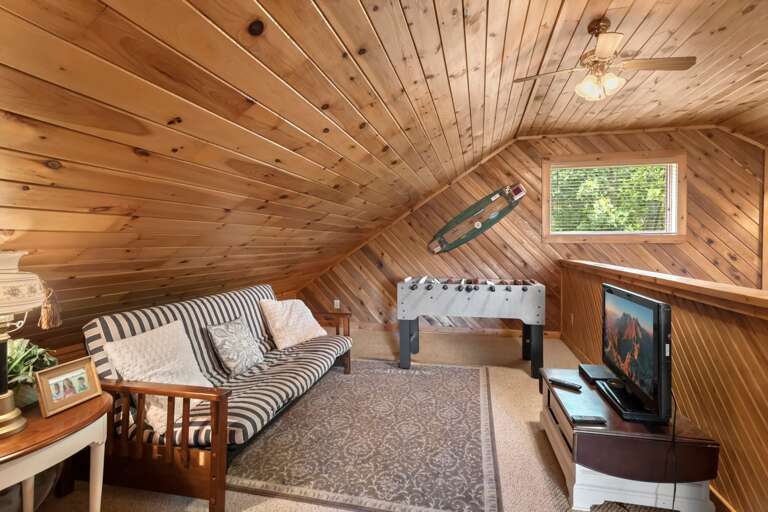 Foosball and TV in the Loft as well as a Futon for Two Additional Guests