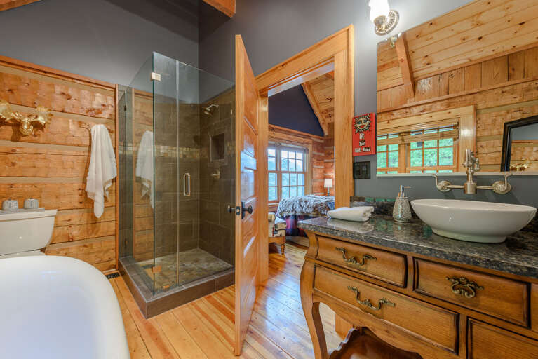 "Blue" ensuite Bathroom with Custom Tile Shower