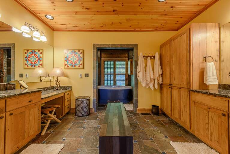 Master Bathroom with His and Her Vanities and Heated Tile Floors