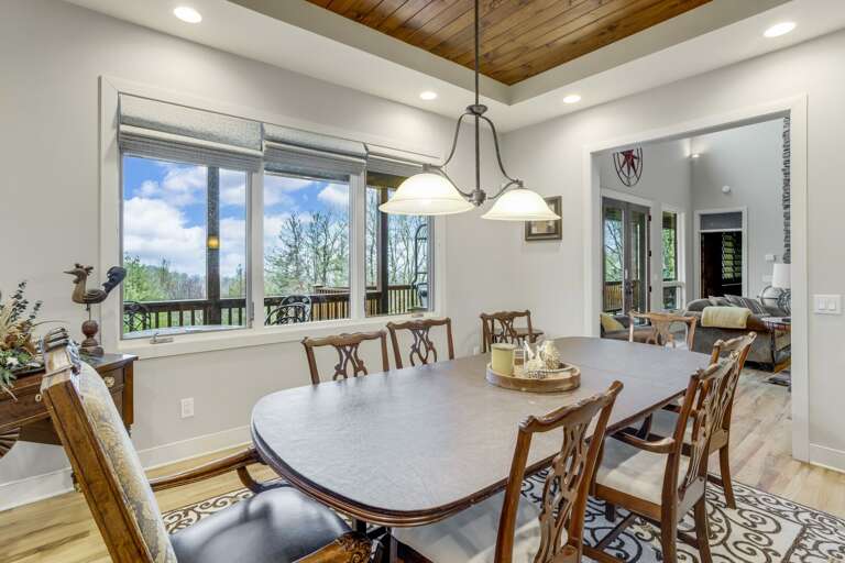 Dining Room with Banquet-style Table and Mountain Views