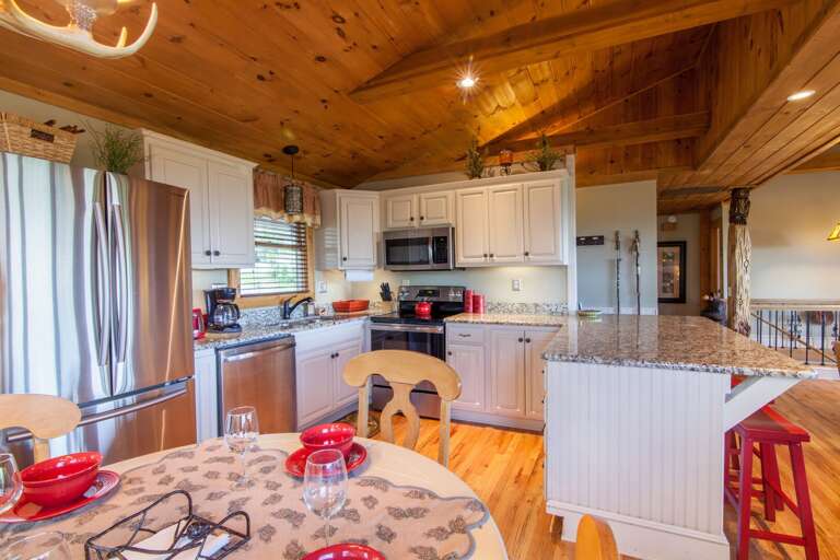 Dining for Guests both at Table and Kitchen Bar Top