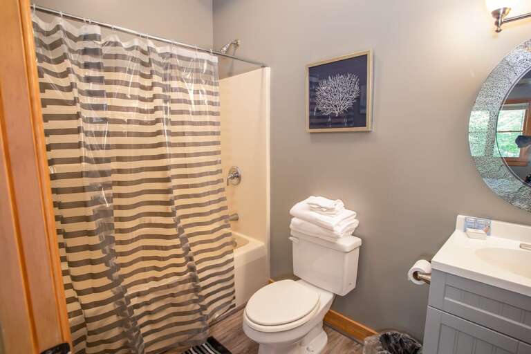 Full Bathroom on Lower Level with Tub and Shower Combo Full Bathroom on Lower Level with Tub and Shower Combo