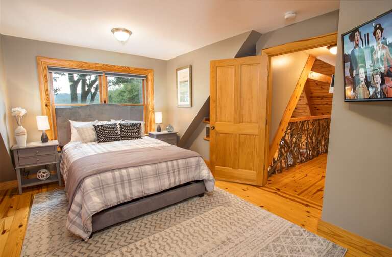 Second Upstairs Queen Bedroom with Wood Floors and Mountain Views Second Upstairs Queen Bedroom with Wood Floors and Mountain Views