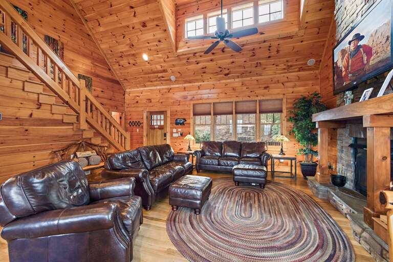 Comfortable Leather Seating in the Main Living Space