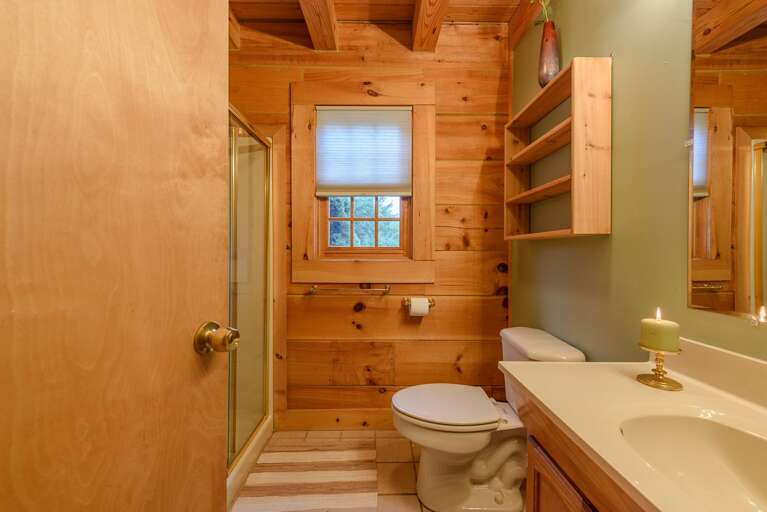 Full Bathroom on Main Level with Shower, Directly Across from Queen Bedroom Full Bathroom on Main Level with Shower, Directly Across from Queen Bedroom