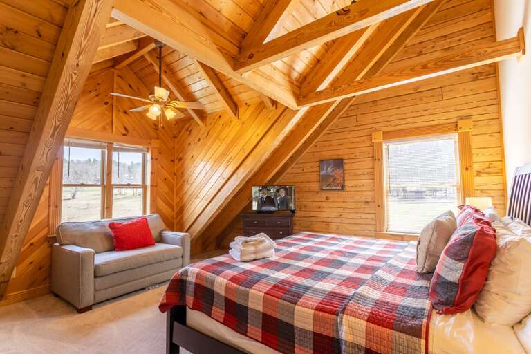 1st Upstairs King Bedroom, with Flatscreen TV and Sitting Area