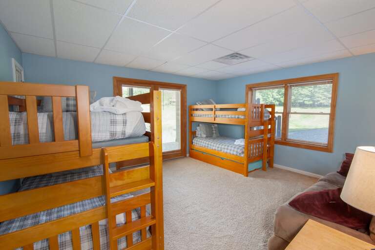 Downstairs Bunk Room with Two Twin over Twin Bunks with Trundles