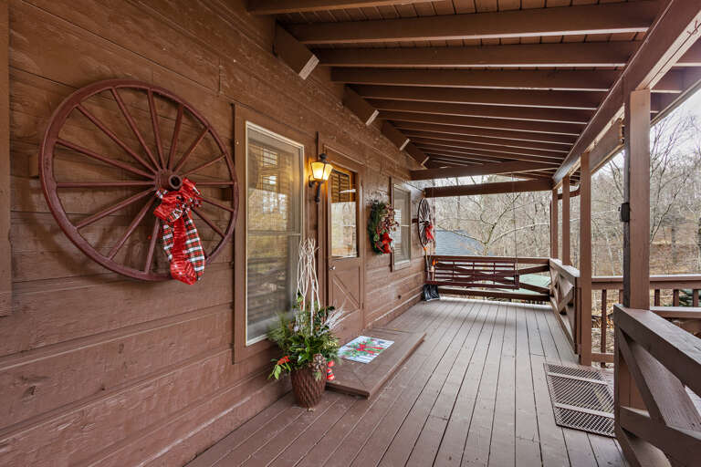 Covered Front Porch with Porch Swing