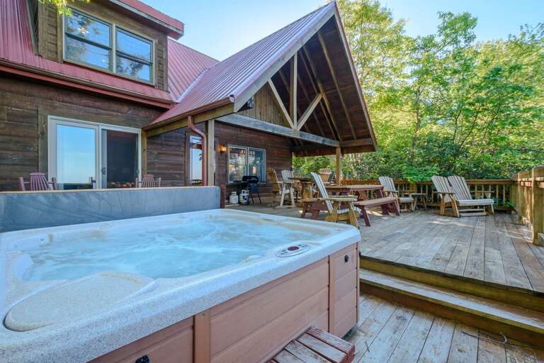 Hot Tub Conveniently Located on Rear Deck with Great Views