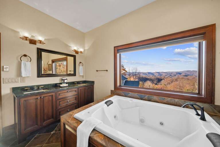 King Suite Bathroom with Incredible Mountain Views from Jetted Tub