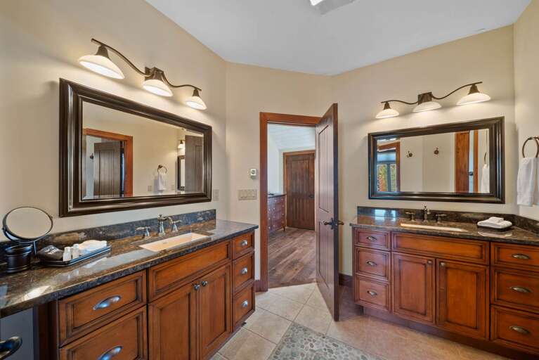 Upstairs Full Bathroom with Double Vanity shared between Full and Twin Rooms