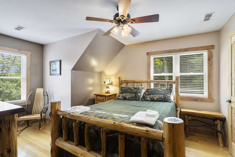 Wildlife Manor Moose Bedroom with Custom Built Cedar Queen Bed