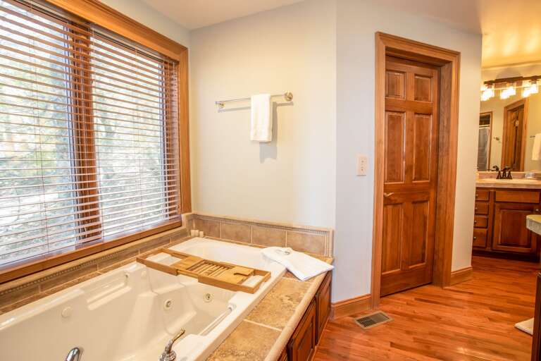 Private Full Bathroom for the Downstairs King Bedroom with Jetted Tub