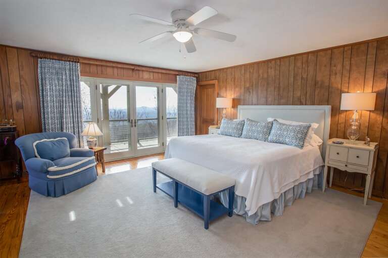 King Master Bedroom with Glass Doors onto Juliette Deck and Views
