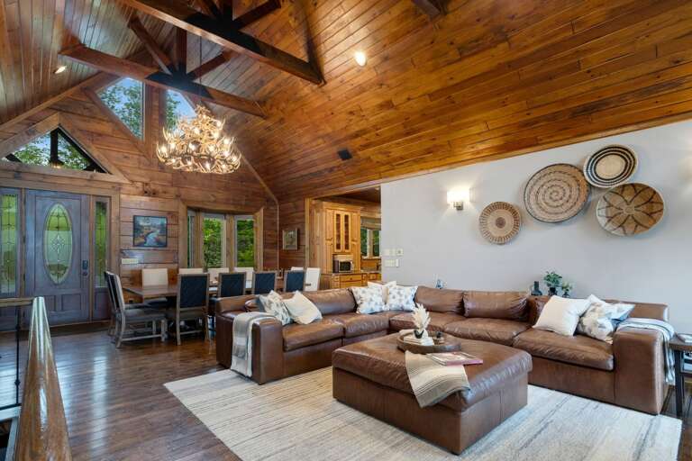 Great Room with Vaulted Ceilings, Tongue-in-Groove, Hardwood Floors