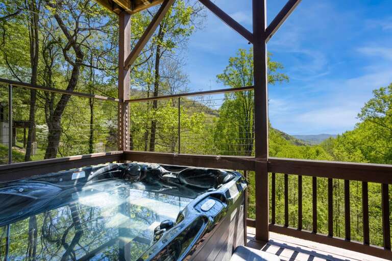 Hot Tub on the Lower Level Deck with Beautiful Mountain Views