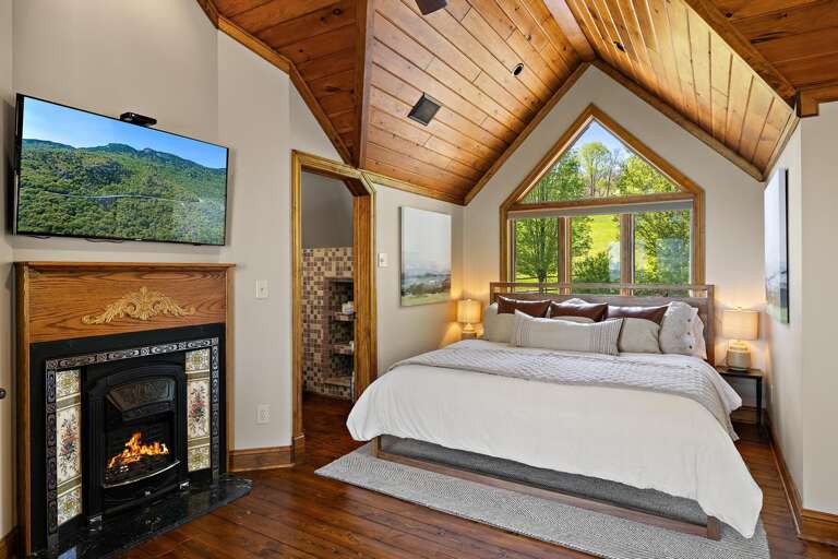 King Bed and Fireplace in the In-Law Suite