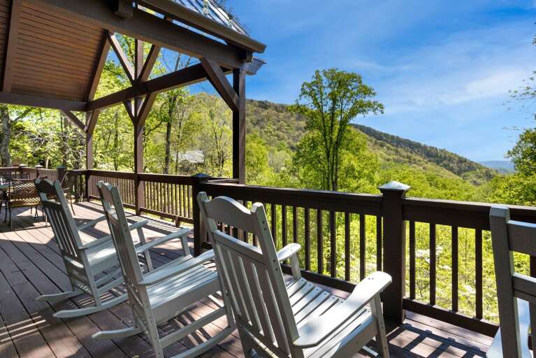 Open Air Rear Deck with Views of Hickory Ridge and other Mountaintops!
