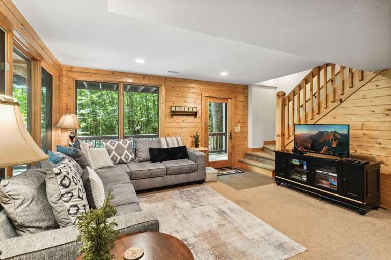 Lower Level Den with Comfy Furniture and HDTV