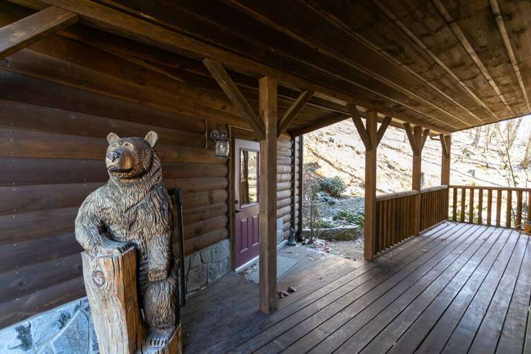 Carved Bear Greets Guests at Main Entrance