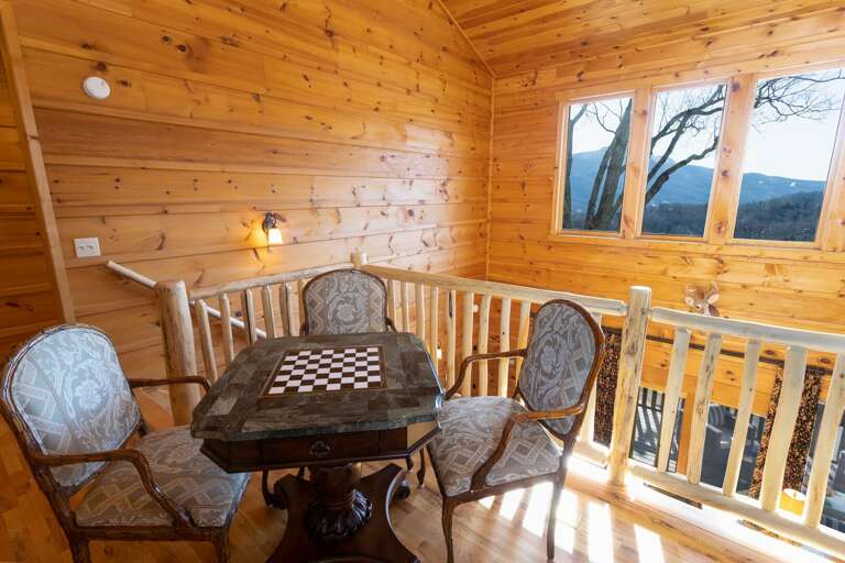 Checkers and Chess Table in Loft Game Room