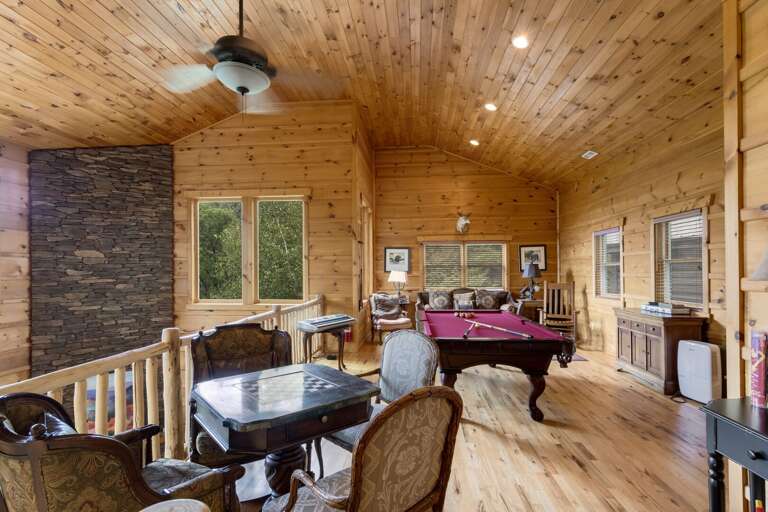 Slate Pool Table in Loft Game Room