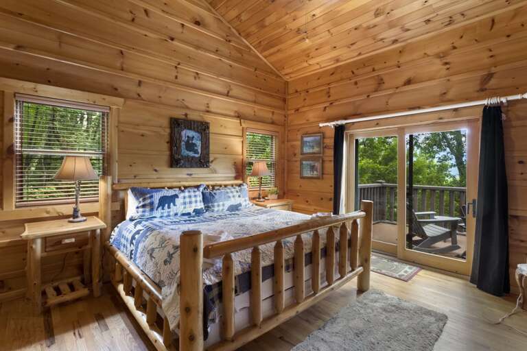 Upstairs King Bedroom with Views and Glass Door to Juliette Deck