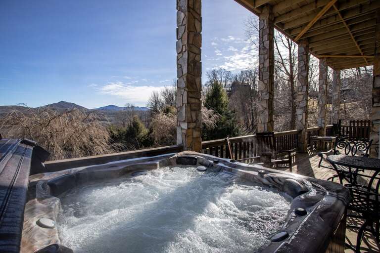 Lower Rear Deck with Hot Tub, Tables and Chairs Lower Rear Deck with Hot Tub, Tables and Chairs
