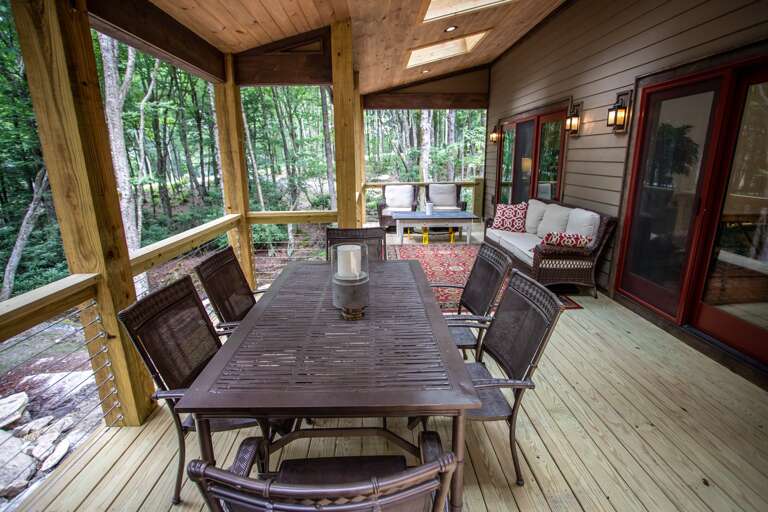 DIne Six on Rear Covered Porch under Skylights
