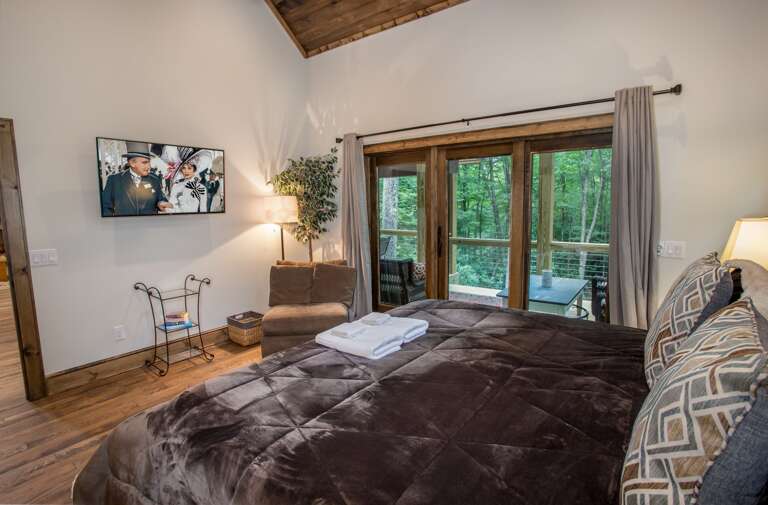 King Master Suite with HD Smart TV and French Doors to Rear Porch