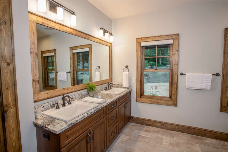 Private Ensuite Master Bathroom has Quartz vanity with Double Sinks