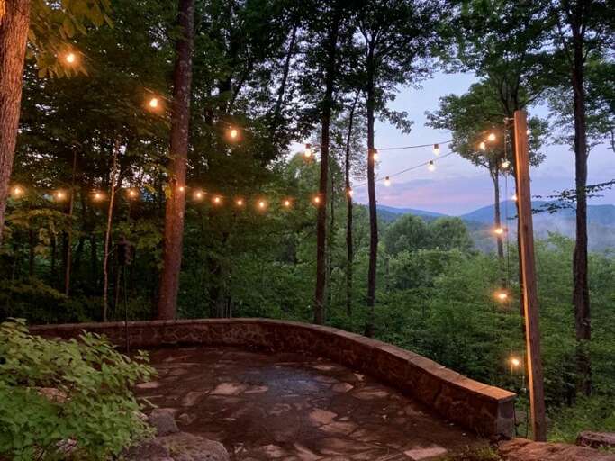 Fire Pit Courtyard Area at Dusk, looking out at Views